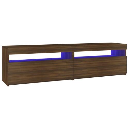 Tv-borde 2 stk. med LED-lys 75x35x40 cm brun egetræsfarve