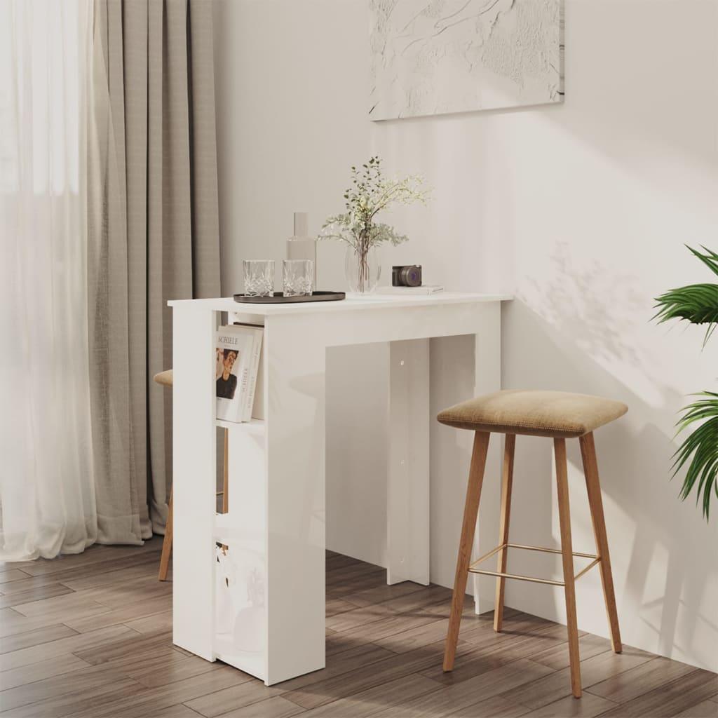 Barbord med hylde 102x50x103,5 cm konstrueret træ hvid højglans
