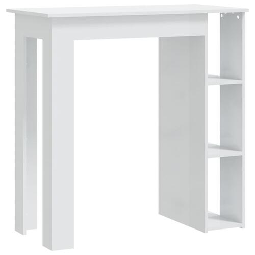 Barbord med hylde 102x50x103,5 cm konstrueret træ hvid højglans