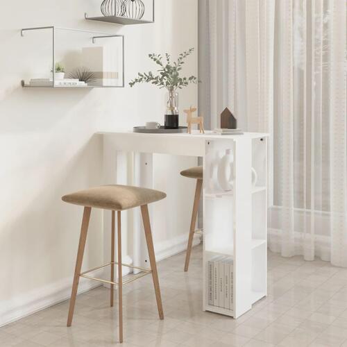 Barbord med hylde 102x50x103,5 cm konstrueret træ hvid højglans