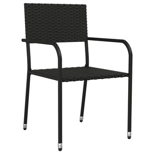 Spisebordssæt til haven 5 dele polyrattan sort