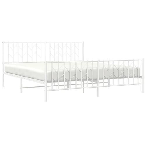 Sengeramme med sengegavl og fodgærde 183x213 cm metal hvid