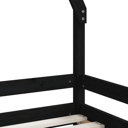 Sengeramme til juniorseng 90x200 cm massivt fyrretræ sort
