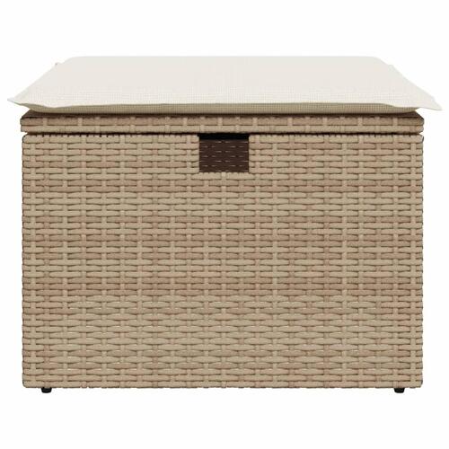 Haveskammel med hynde 55x55x37 cm polyrattan beige