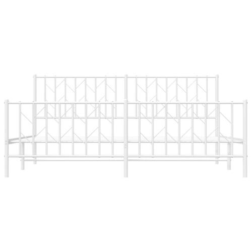 Sengeramme med sengegavl og fodgærde 183x213 cm metal hvid