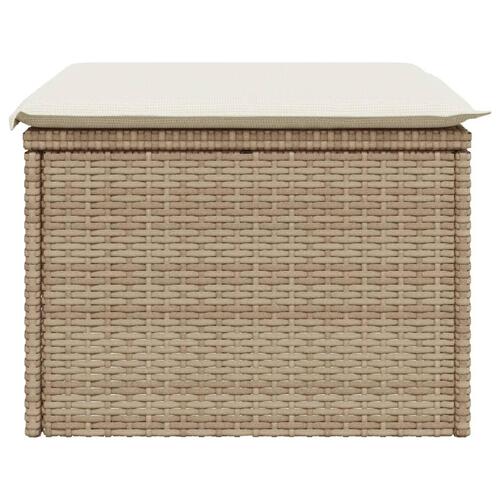 Haveskammel med hynde 55x55x37 cm polyrattan beige