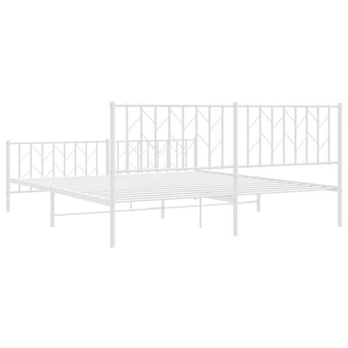 Sengeramme med sengegavl og fodgærde 183x213 cm metal hvid