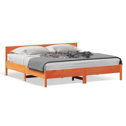 Sengeramme uden madras 200x200 cm massivt fyrretræ gyldenbrun