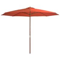 Udendørs parasol med træstang 350 cm terracottafarvet