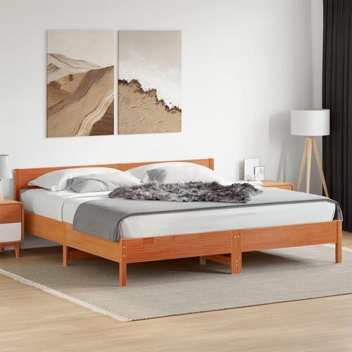 Sengeramme uden madras 200x200 cm massivt fyrretræ gyldenbrun