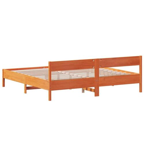 Sengeramme uden madras 200x200 cm massivt fyrretræ gyldenbrun