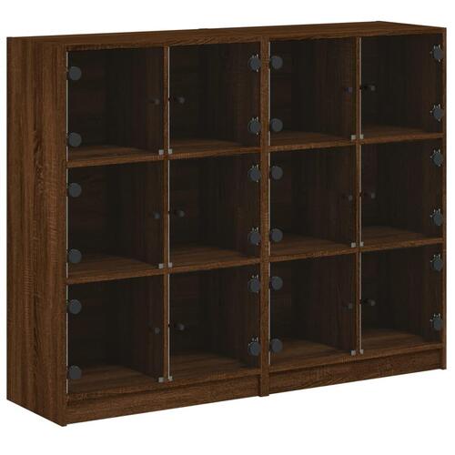 Bogreol med låger 136x37x109 cm konstrueret træ brunt eg