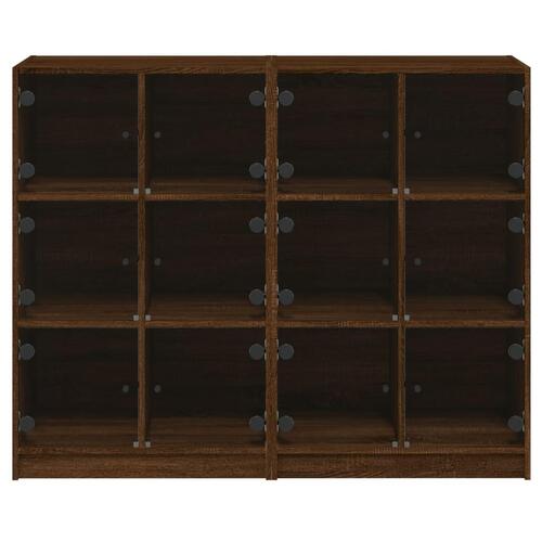 Bogreol med låger 136x37x109 cm konstrueret træ brunt eg