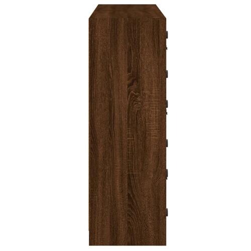 Bogreol med låger 136x37x109 cm konstrueret træ brunt eg