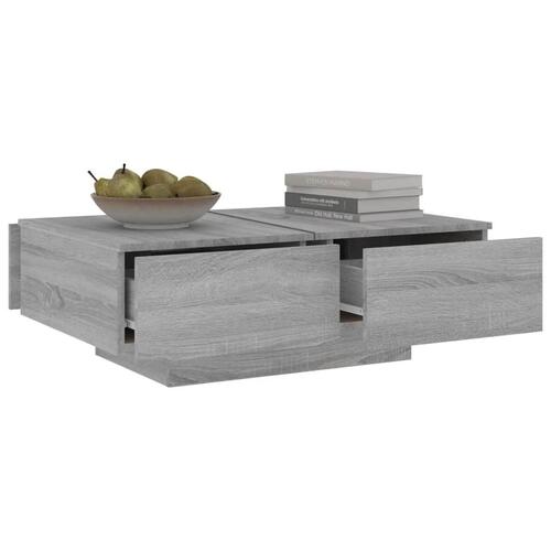 Sofabord 90x60x31 cm konstrueret træ grå sonoma-eg