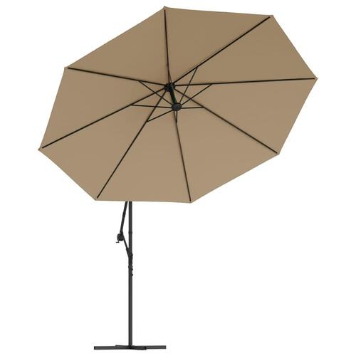 Hængeparasol med LED-lys og metalstang 350 cm sandfarvet