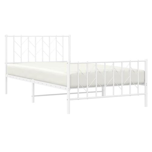 Sengeramme med sengegavl og fodgærde 107x203 cm metal hvid
