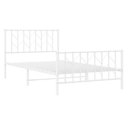 Sengeramme med sengegavl og fodgærde 107x203 cm metal hvid