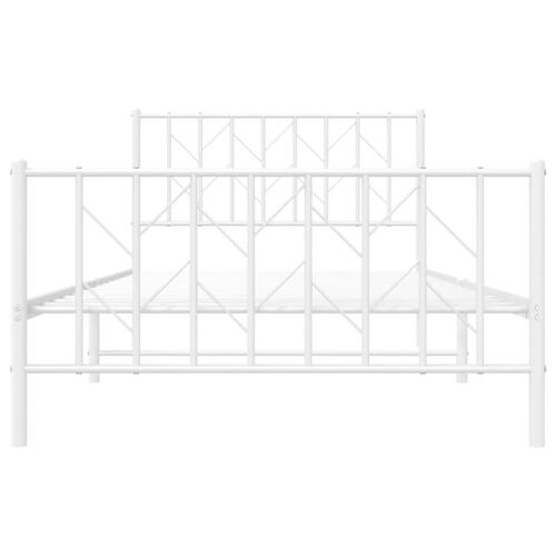 Sengeramme med sengegavl og fodgærde 107x203 cm metal hvid