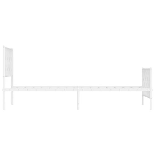 Sengeramme med sengegavl og fodgærde 107x203 cm metal hvid