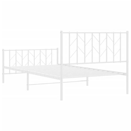 Sengeramme med sengegavl og fodgærde 107x203 cm metal hvid