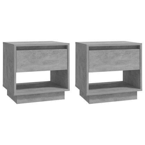 Sengeborde 2 stk. 45x34x44 cm konstrueret træ betongrå