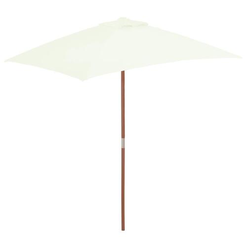 Parasol 150x200 cm træstang sandfarvet