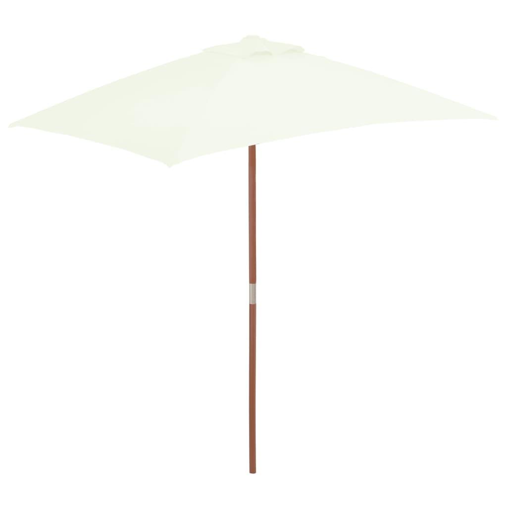 Parasol 150x200 cm træstang sandfarvet