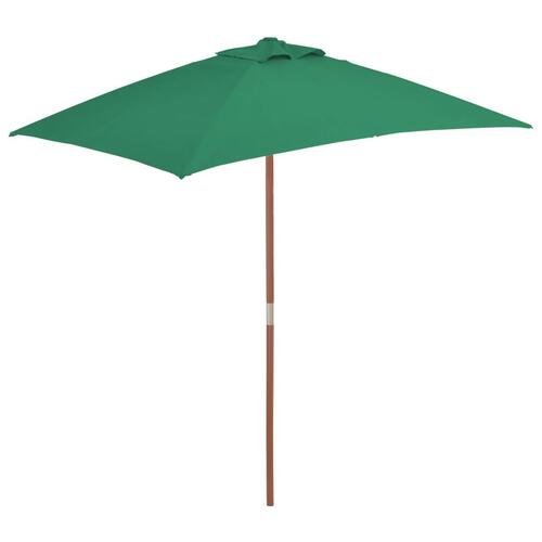 Parasol 150x200 cm træstang grøn