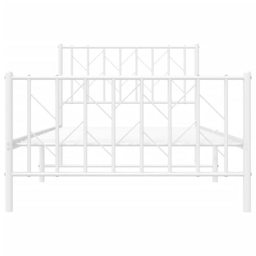 Sengeramme med sengegavl og fodgærde 100x190 cm metal hvid