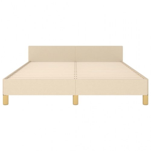 Sengeramme med sengegavl 140x200 cm - stof, cremefarvet