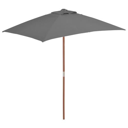 Parasol 150x200 cm træstang antracitgrå