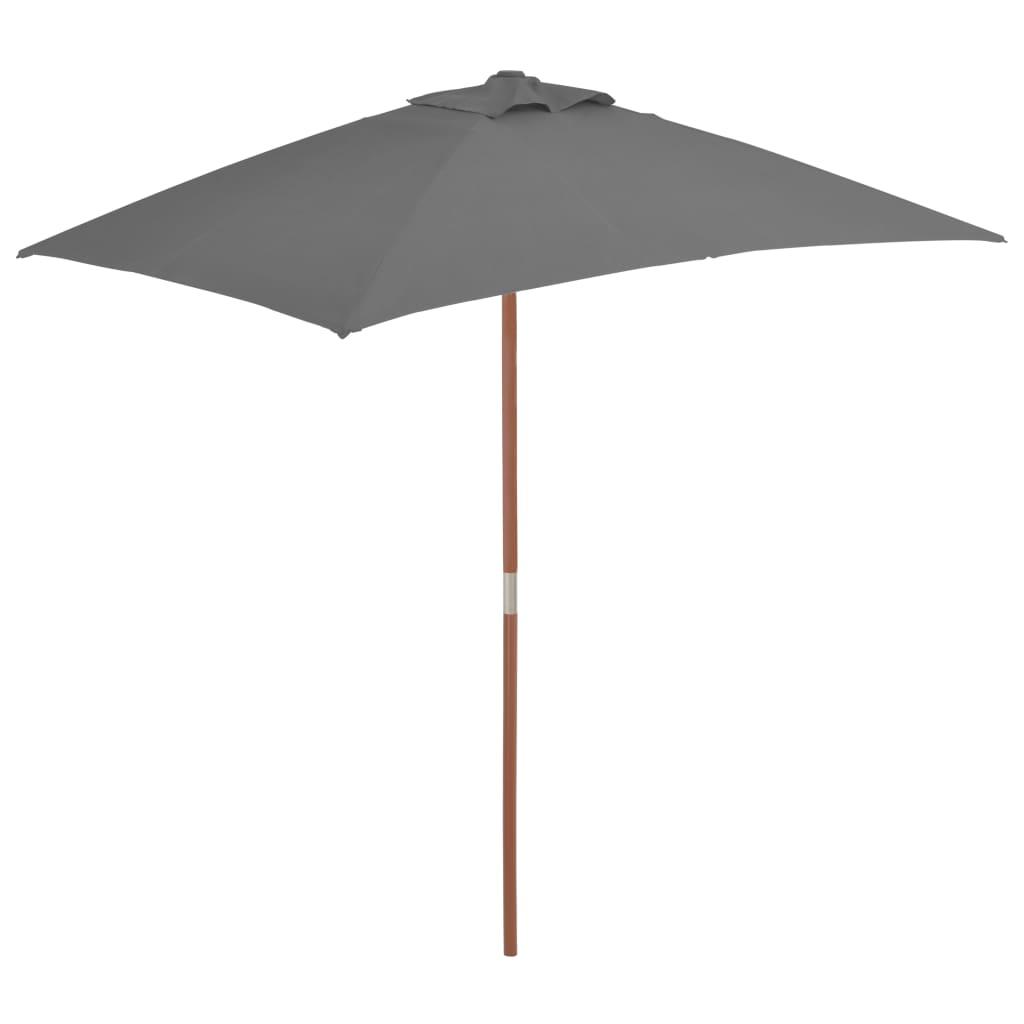 Parasol 150x200 cm træstang antracitgrå