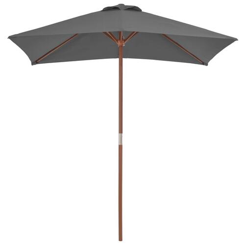 Parasol 150x200 cm træstang antracitgrå