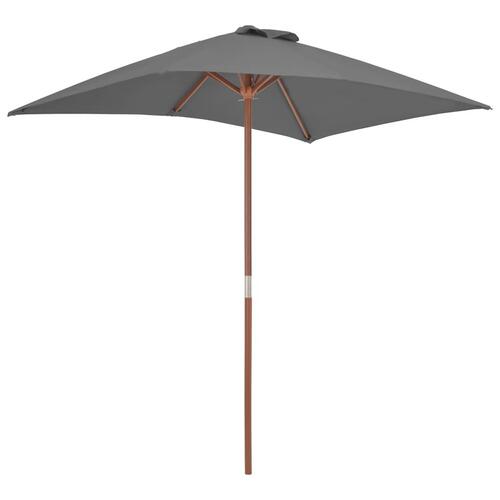 Parasol 150x200 cm træstang antracitgrå