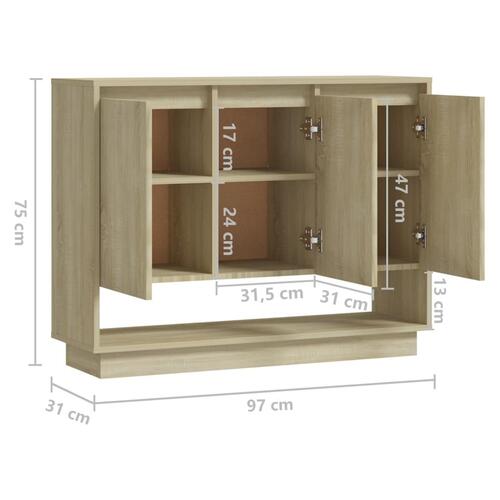 Skænk 97x31x75 cm konstrueret træ sonoma-eg