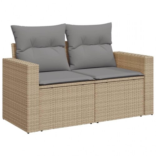 2-personers havesofa i polyrattan - beige