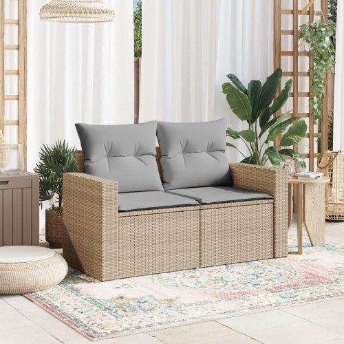 2-personers havesofa i polyrattan - beige