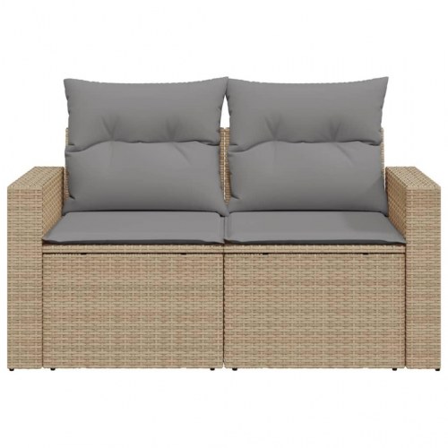 2-personers havesofa i polyrattan - beige