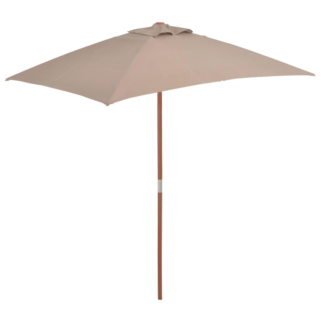 Parasol 150x200 cm træstang gråbrun