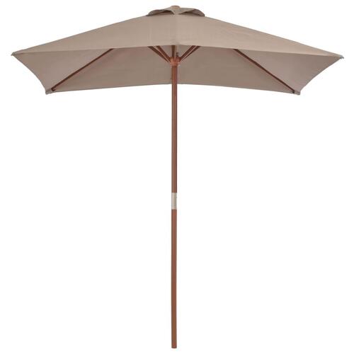 Parasol 150x200 cm træstang gråbrun
