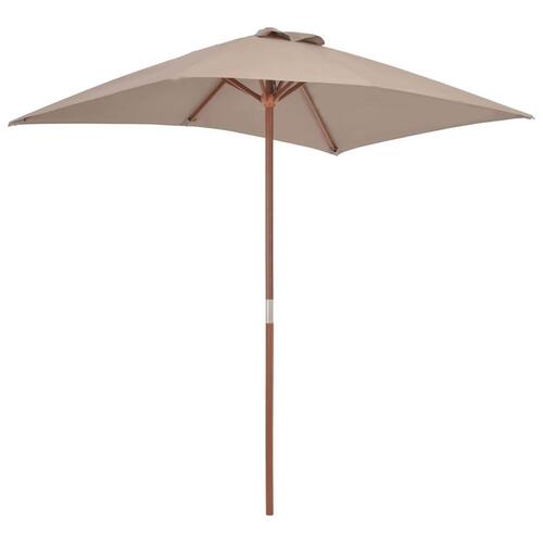 Parasol 150x200 cm træstang gråbrun