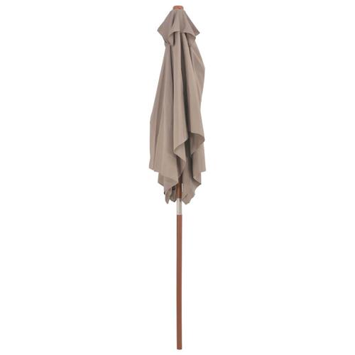 Parasol 150x200 cm træstang gråbrun