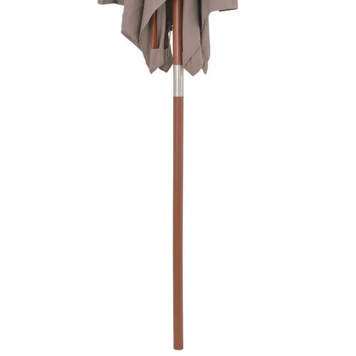 Parasol 150x200 cm træstang gråbrun