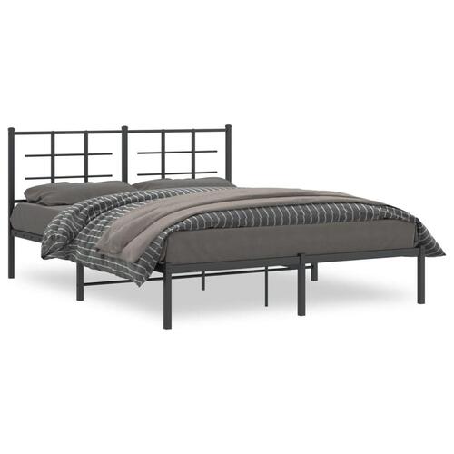Sengeramme med sengegavl 160x200 cm metal sort