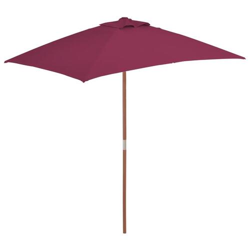 Parasol 150x200 cm træstang bordeauxrød
