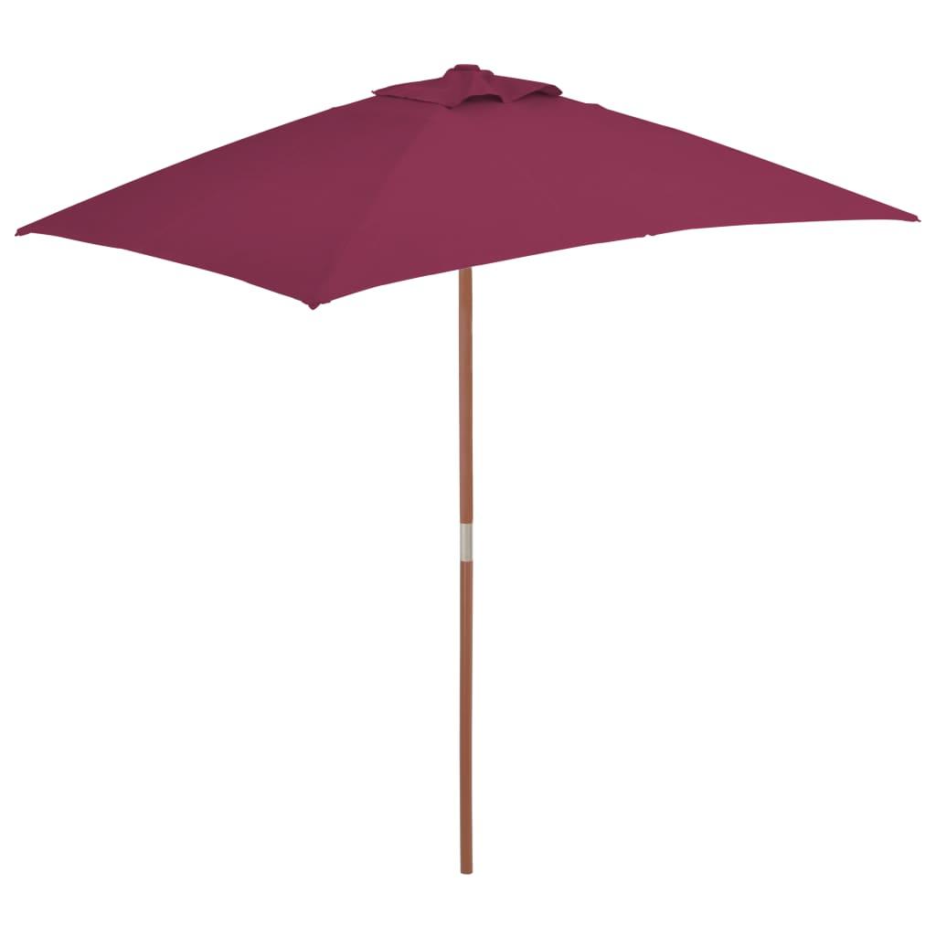 Parasol 150x200 cm træstang bordeauxrød