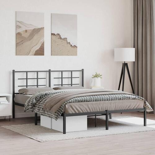 Sengeramme med sengegavl 160x200 cm metal sort