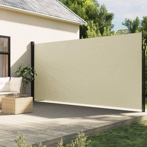 Sammenrullelig sidemarkise 200 × 600 cm - cremefarvet