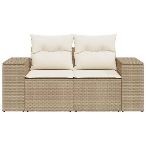 2-personers havesofa med hynder polyrattan beige